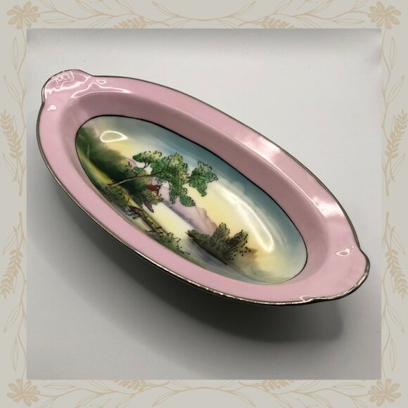 Vintage Hand Painted Noritake Handled Celery or Relish Dish - Picture 2 of 3